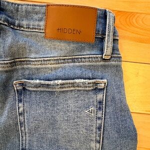 Hidden Distressed High Rise Straight Leg Jeans